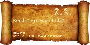 Korányi Kamilló névjegykártya